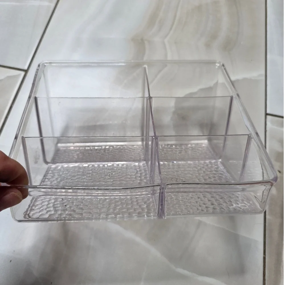 Clear Acrylic 6 Compartment Makeup Organizer Textured‎ Base Vanity Caddy L1